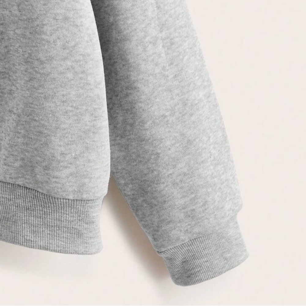 NEW| SHEIN Women’s Round Neck Grey Thermal Lined Long Sleeve Sweatshirt - Picture 5 of 6